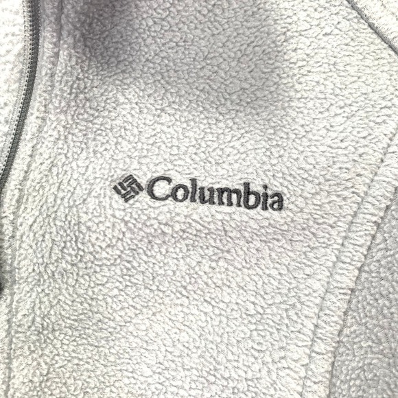 Columbia Soft Gray Full Zip Fleece Jacket Womens L Cozy Outdoor Layer Warm Light - Picture 2 of 8
